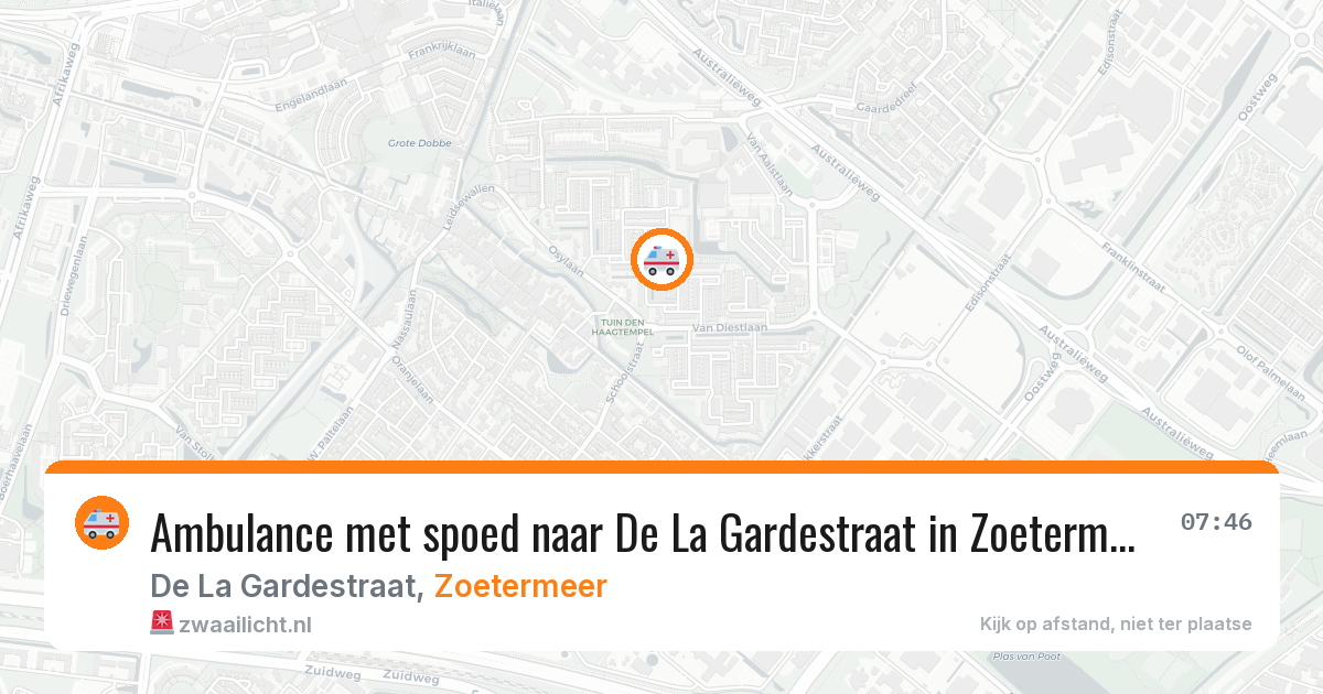 Ambulance met spoed naar De La Gardestraat in Zoetermeer — 29 jun 2026