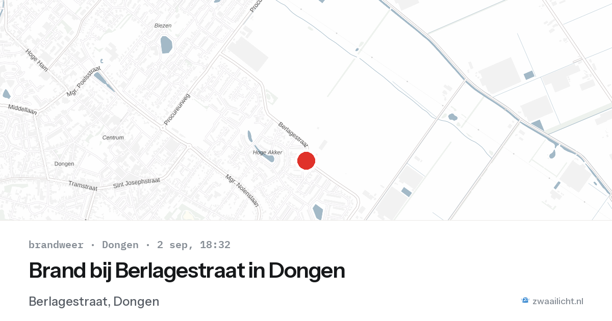 Brand bij Berlagestraat in Dongen — 2 sep 2026