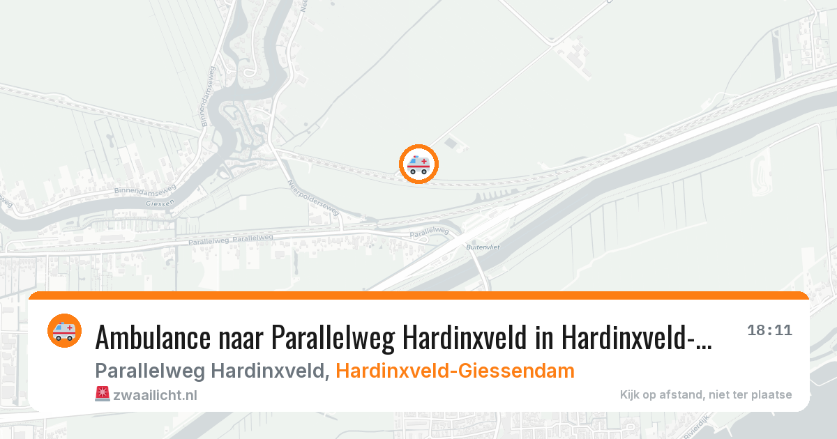 Ambulance naar Parallelweg Hardinxveld in Hardinxveld-Giessendam — 9 aug 2026