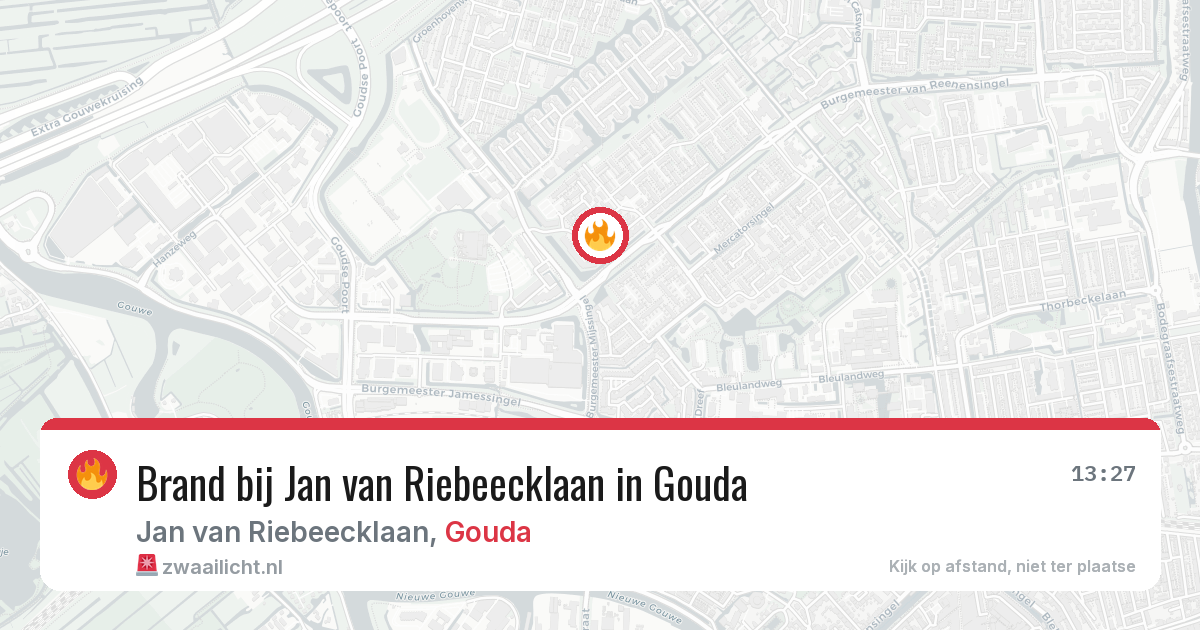 Brand bij Jan van Riebeecklaan in Gouda — 31 jul 2026