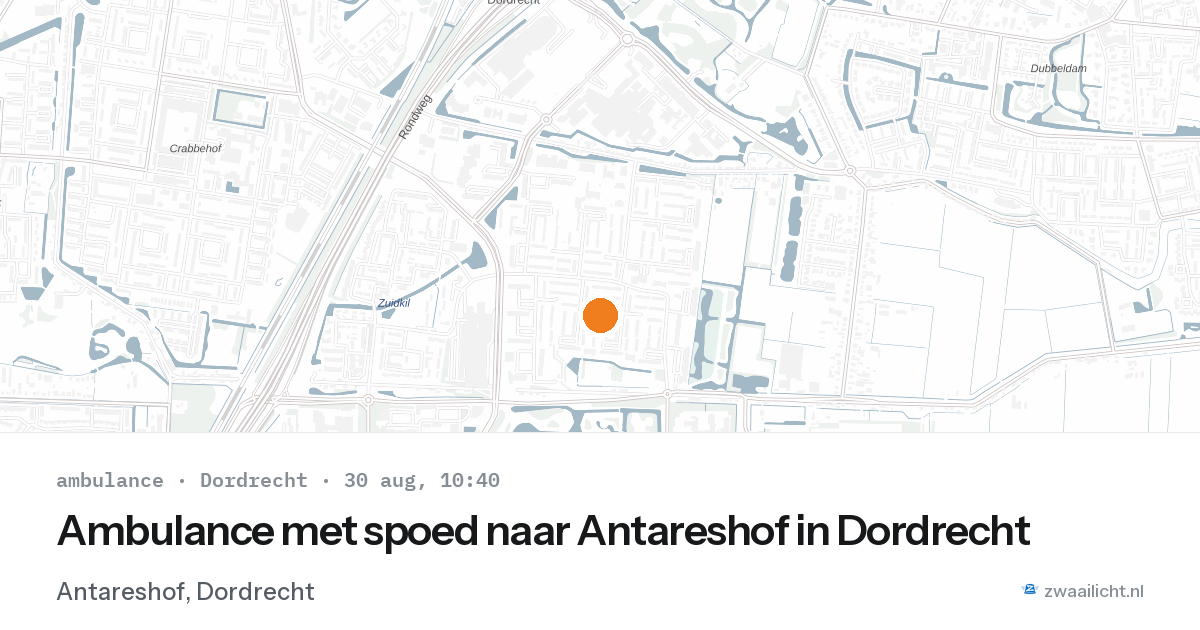 Ambulance met spoed naar Antareshof in Dordrecht — 30 aug 2026