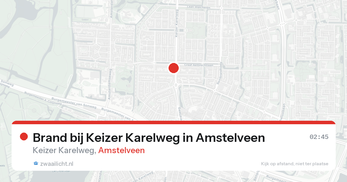 Brand bij Keizer Karelweg in Amstelveen — 24 aug 2026