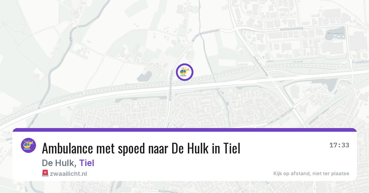 Ambulance met spoed naar De Hulk in Tiel — 11 aug 2026