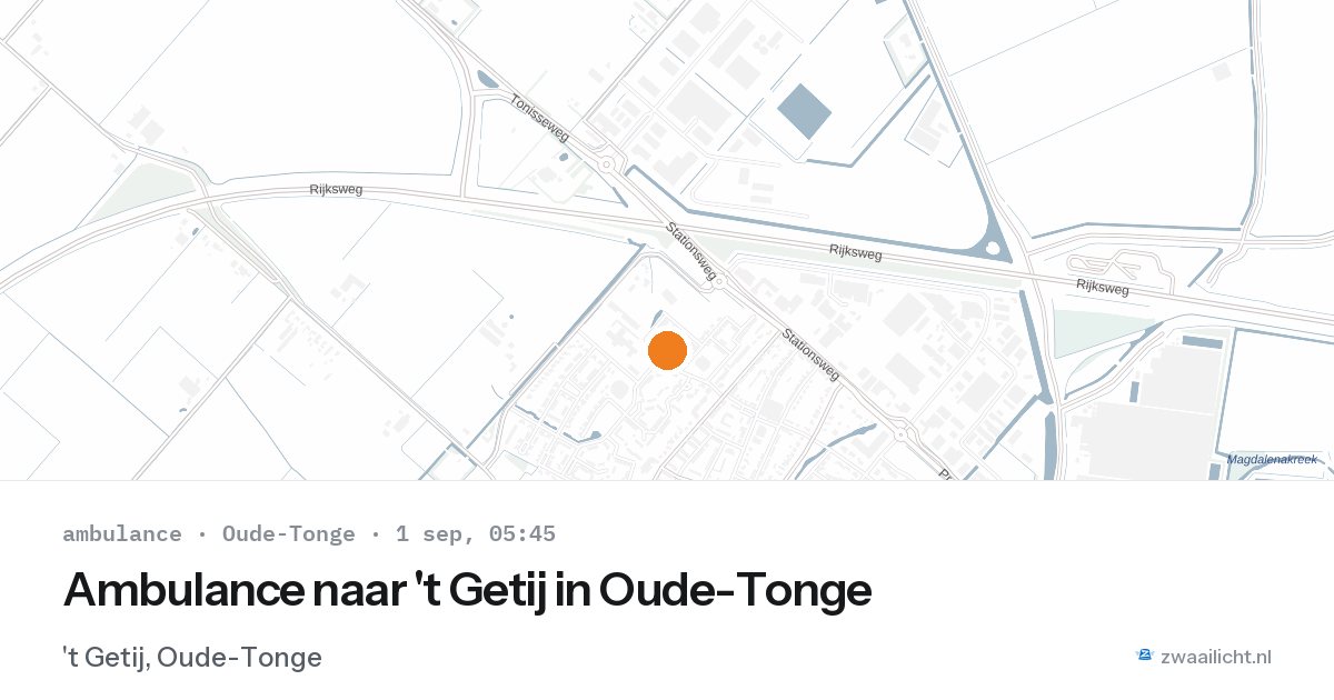 Ambulance naar 't Getij in Oude-Tonge — 1 sep 2026