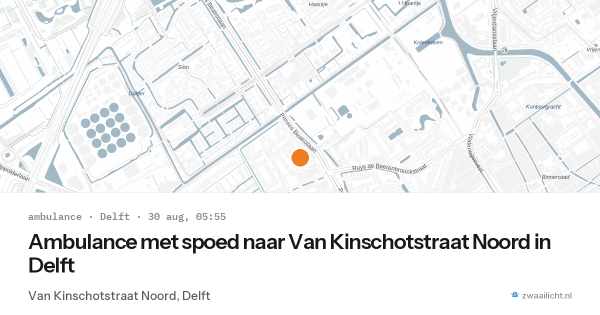 Ambulance met spoed naar Van Kinschotstraat Noord in Delft — 30 aug 2026