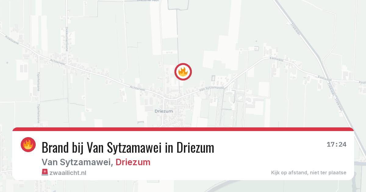 Brand bij Van Sytzamawei in Driezum — 20 feb 2026