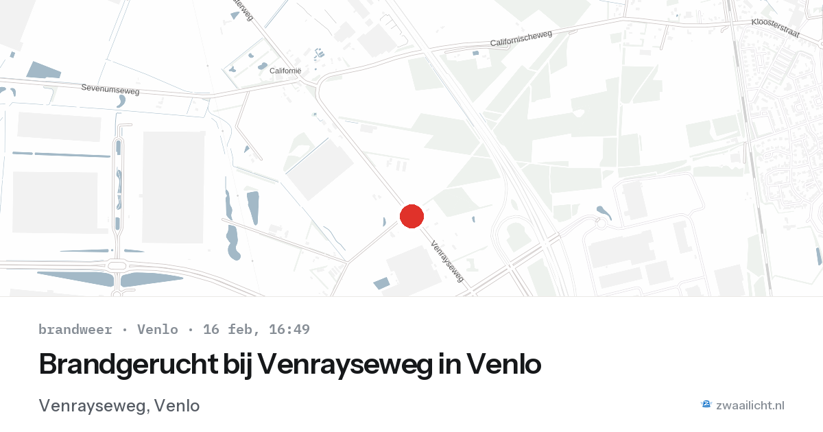 Brandgerucht bij Venrayseweg in Venlo — 16 feb 2026