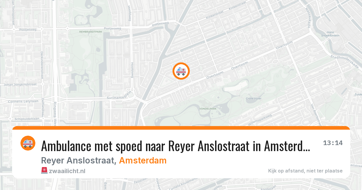 Ambulance met spoed naar Reyer Anslostraat in Amsterdam — 30 mrt 2026