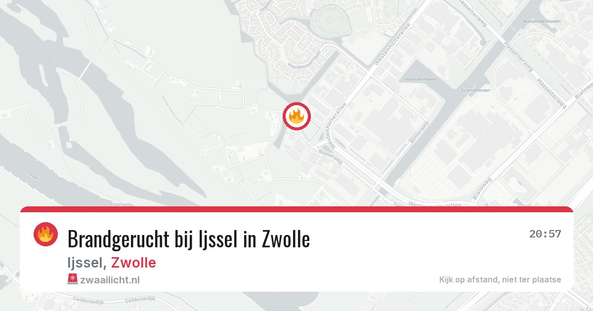 Brandgerucht bij Ijssel in Zwolle — 9 aug 2026