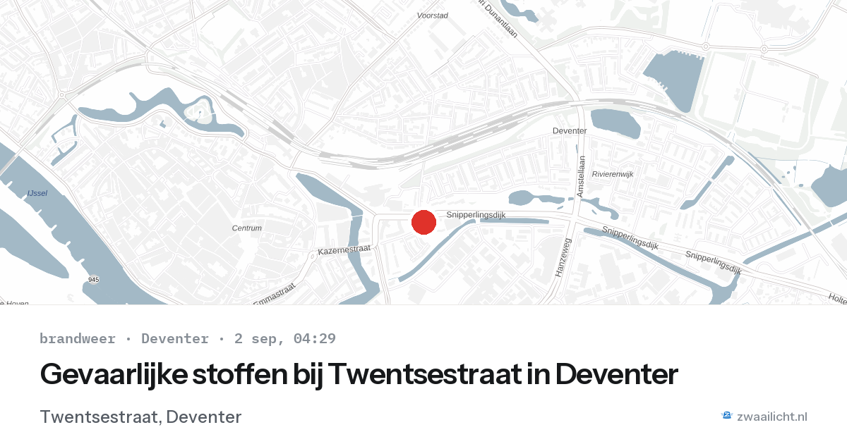 Gevaarlijke stoffen bij Twentsestraat in Deventer — 2 sep 2026