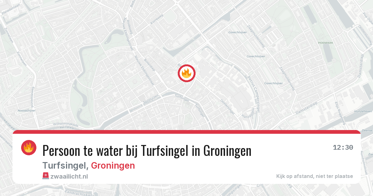 Persoon te water bij Turfsingel in Groningen — 8 apr 2026