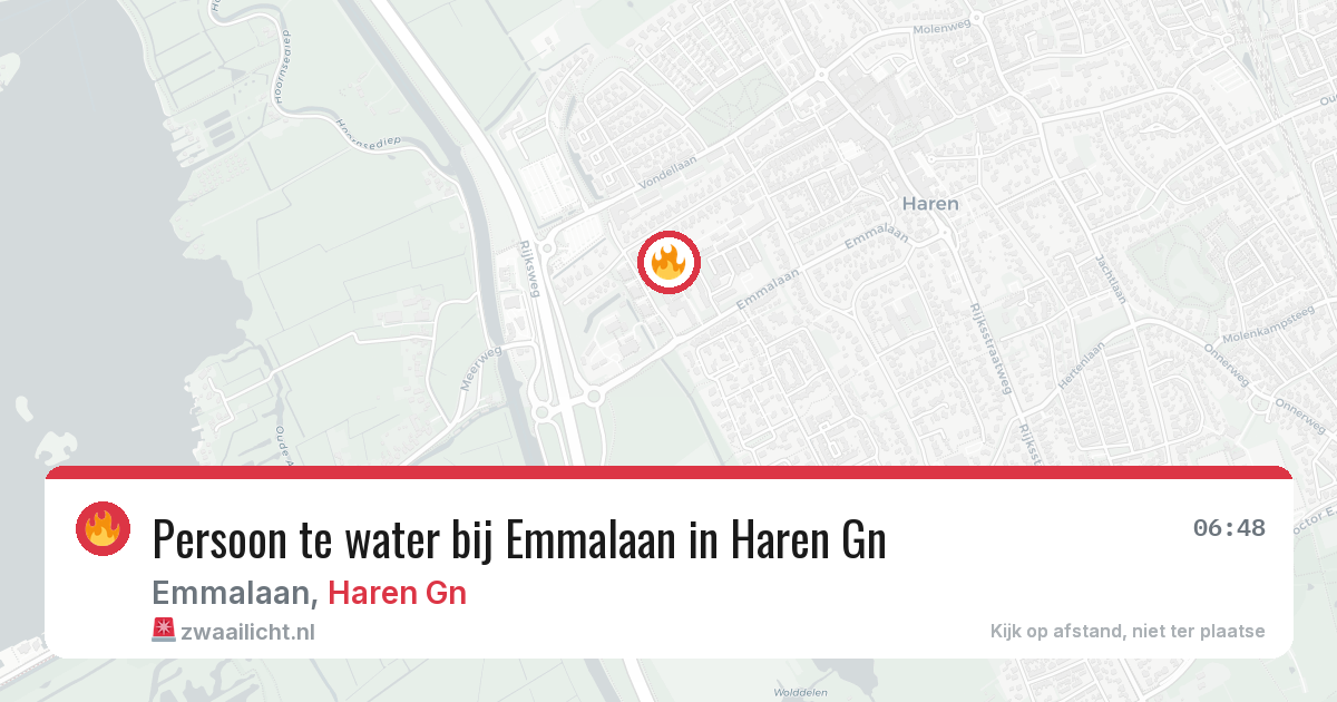 Persoon te water bij Emmalaan in Haren Gn — 13 aug 2026