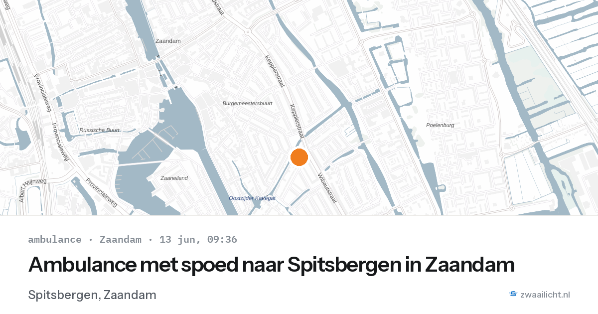 Ambulance met spoed naar Spitsbergen in Zaandam — 13 jun 2026