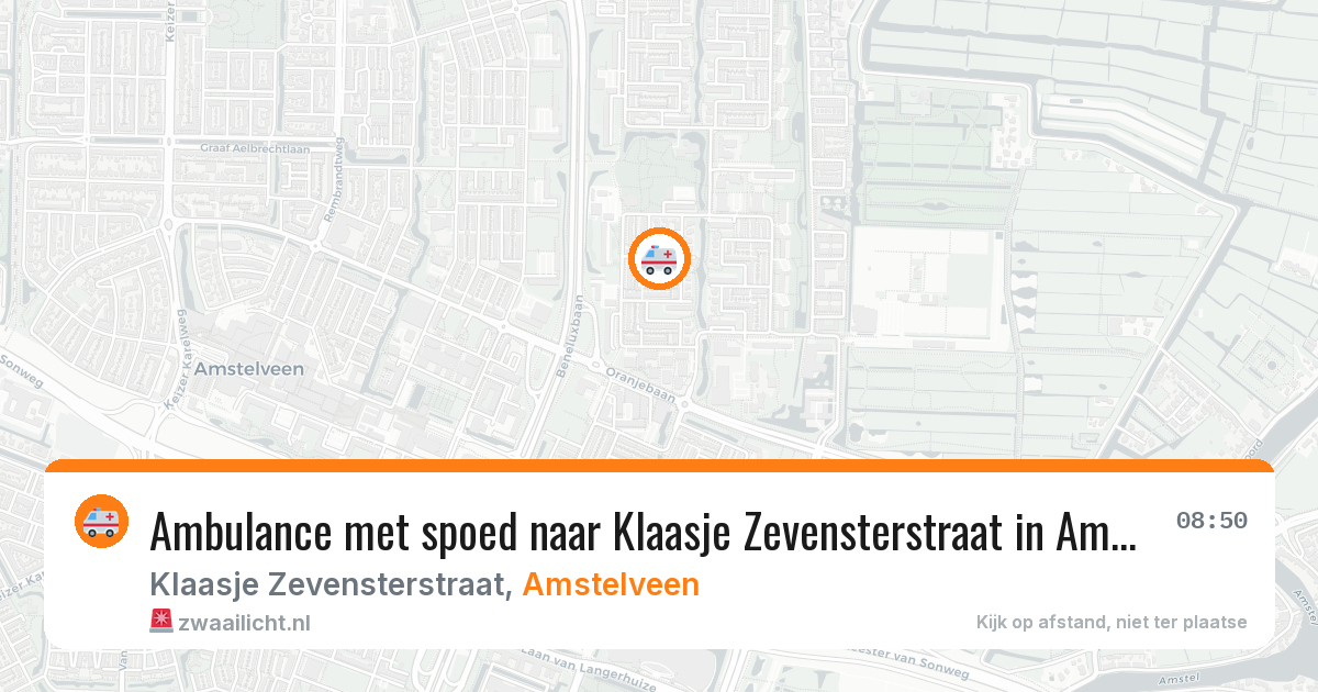 Ambulance met spoed naar Klaasje Zevensterstraat in Amstelveen — 19 mei 2026