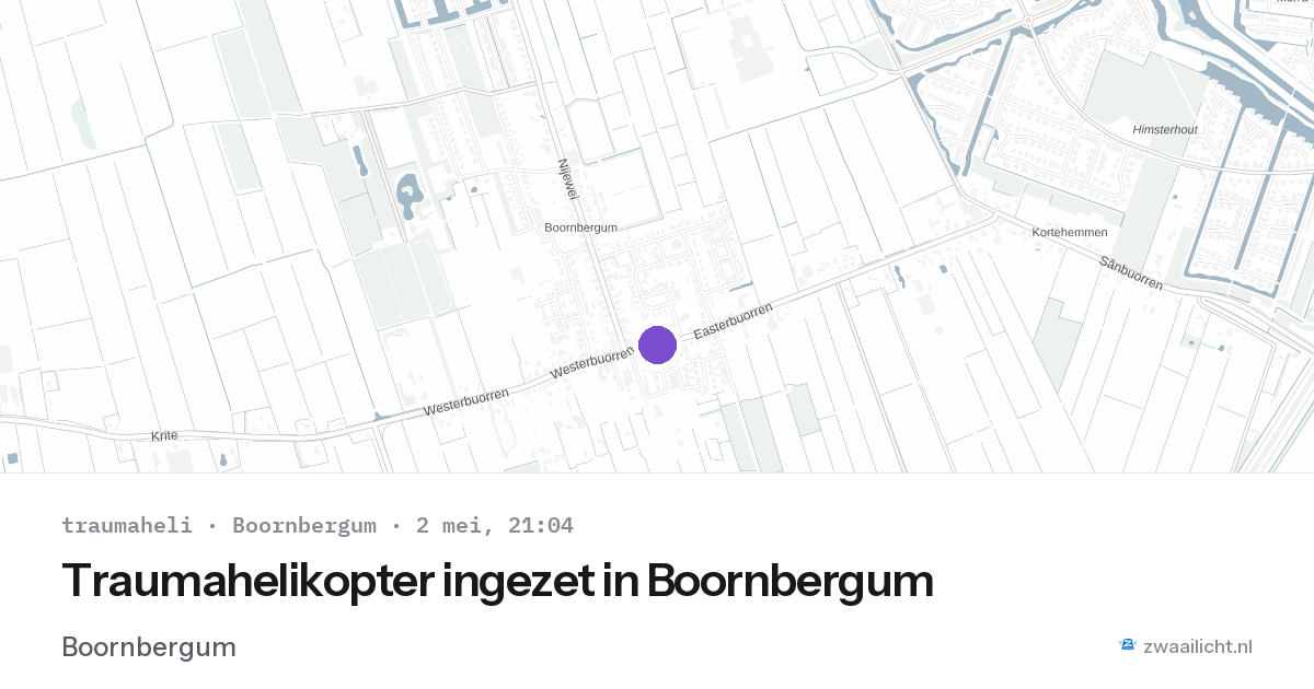 Traumahelikopter ingezet in Boornbergum — 2 mei 2026 | 🚨 Zwaailicht.nl