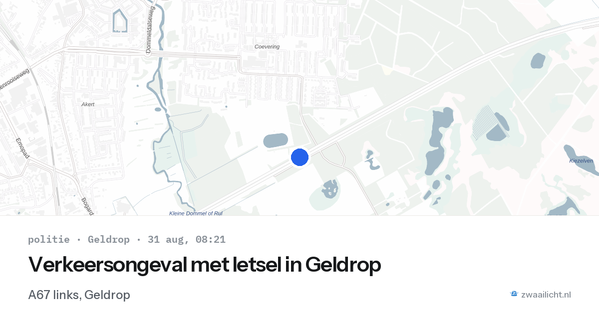 Verkeersongeval met letsel in Geldrop — 31 aug 2026