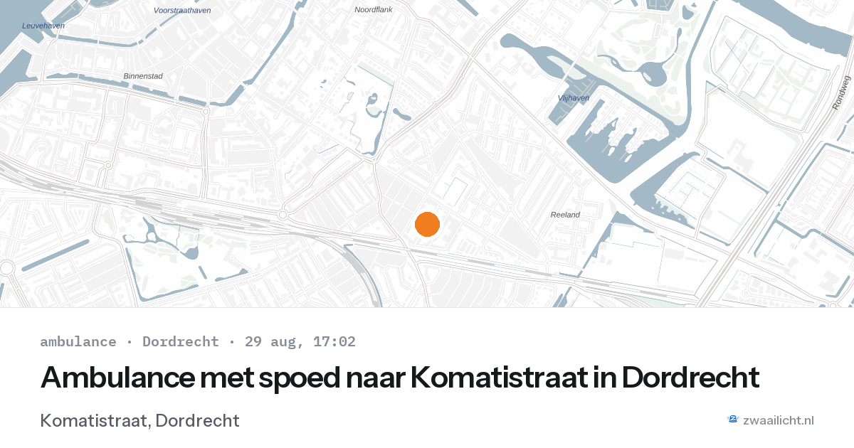 Ambulance met spoed naar Komatistraat in Dordrecht — 29 aug 2026