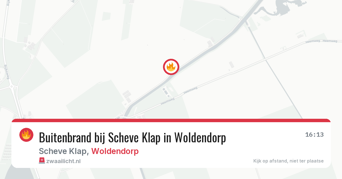 Buitenbrand bij Scheve Klap in Woldendorp — 20 feb 2026