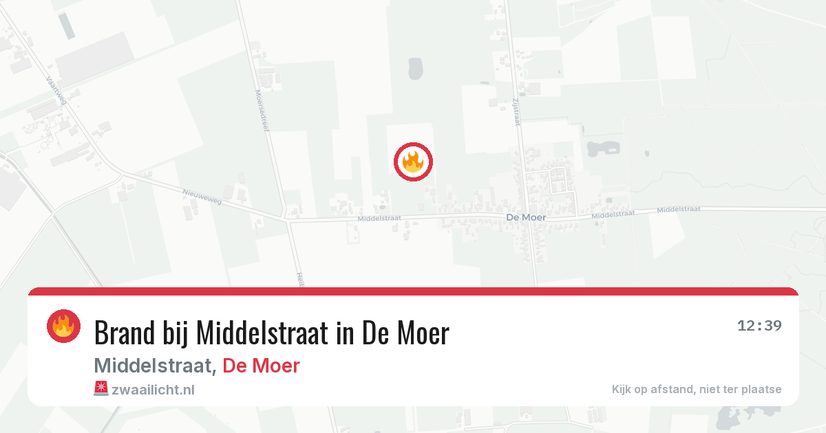 Brand bij Middelstraat in De Moer — 20 jun 2026