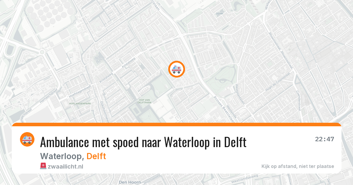Ambulance met spoed naar Waterloop in Delft — 8 jun 2026
