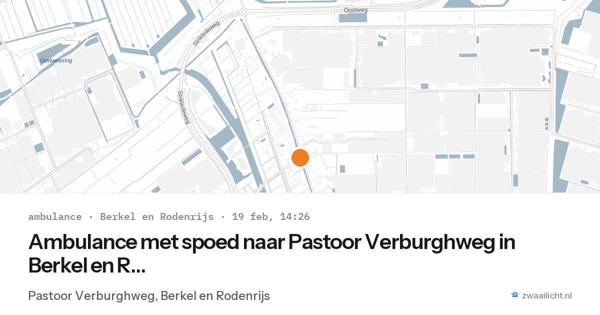 Ambulance met spoed naar Pastoor Verburghweg in Berkel en Rodenrijs — 19 feb 2026