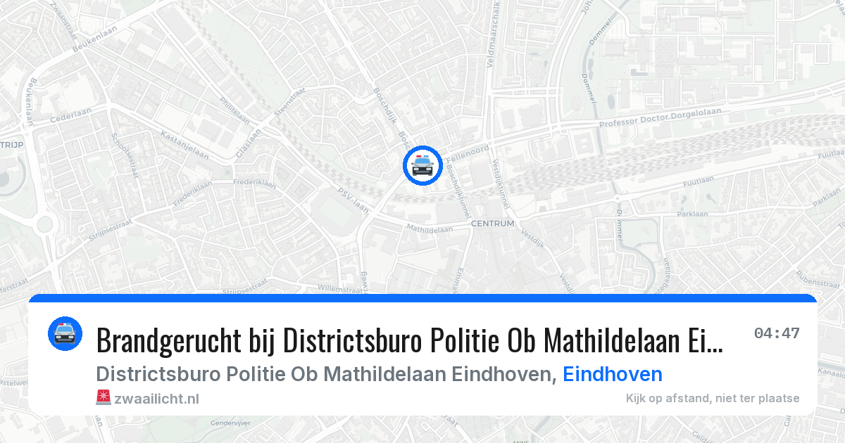 Brandgerucht bij Districtsburo Politie Ob Mathildelaan Eindhoven in Eindhoven — 18 mrt 2026