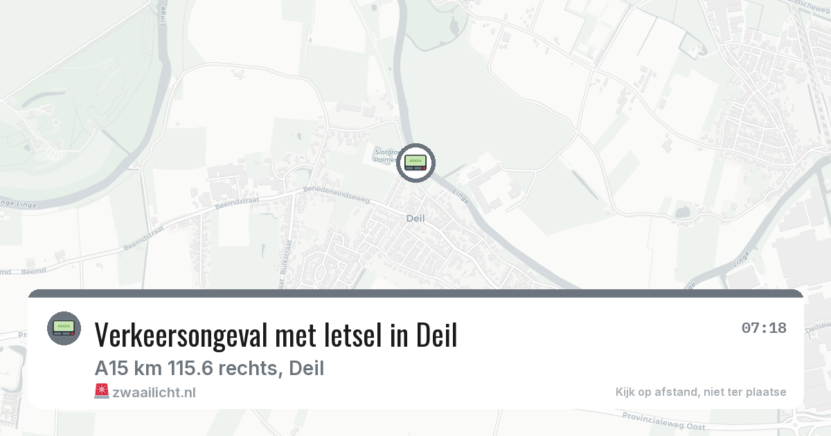 Verkeersongeval met letsel in Deil — 18 jul 2026