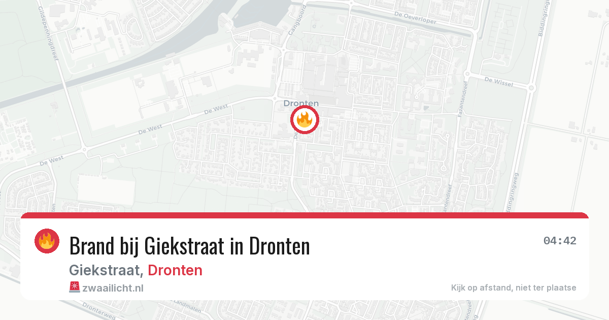 Brand bij Giekstraat in Dronten — 14 aug 2026