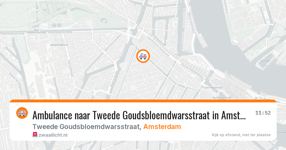 Ambulance naar Tweede Goudsbloemdwarsstraat in Amsterdam — 13 aug 2026