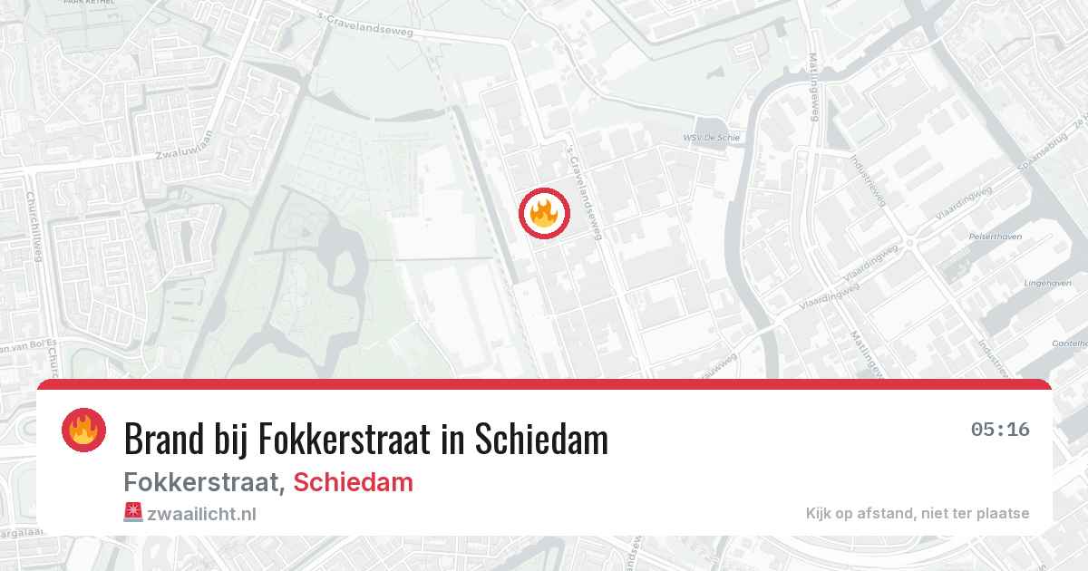 Brand bij Fokkerstraat in Schiedam — 21 apr 2026