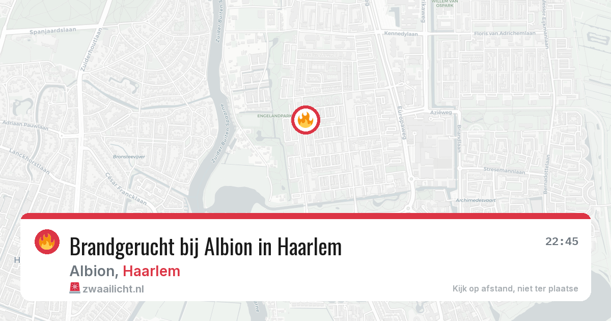 Brandgerucht bij Albion in Haarlem — 21 mei 2026