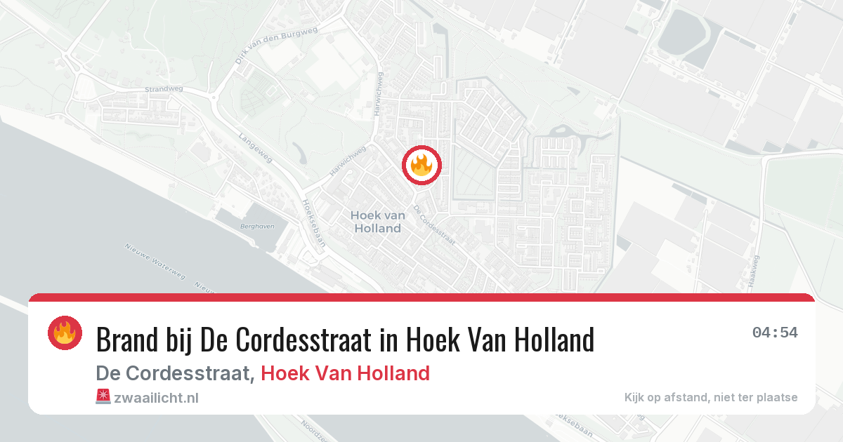 Brand bij De Cordesstraat in Hoek Van Holland — 4 aug 2026
