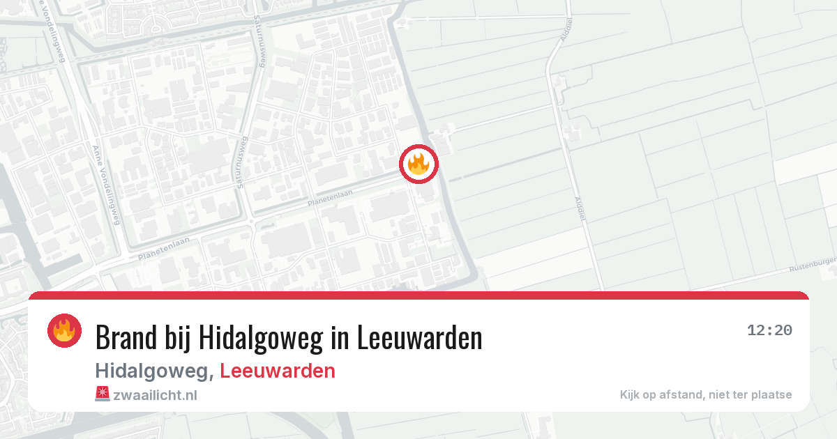 Brand bij Hidalgoweg in Leeuwarden — 6 aug 2026