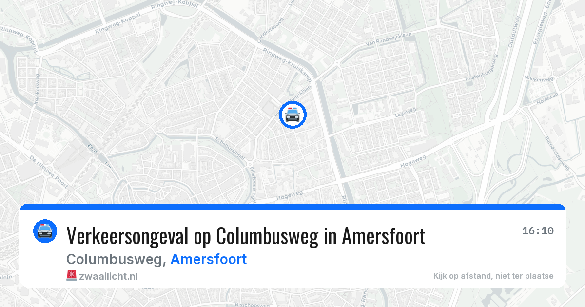 Verkeersongeval op Columbusweg in Amersfoort — 14 aug 2026
