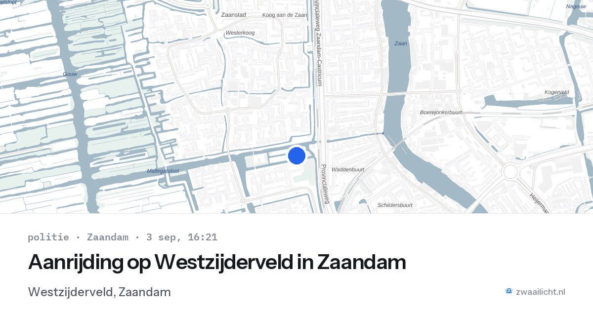 Aanrijding op Westzijderveld in Zaandam — 3 sep 2026