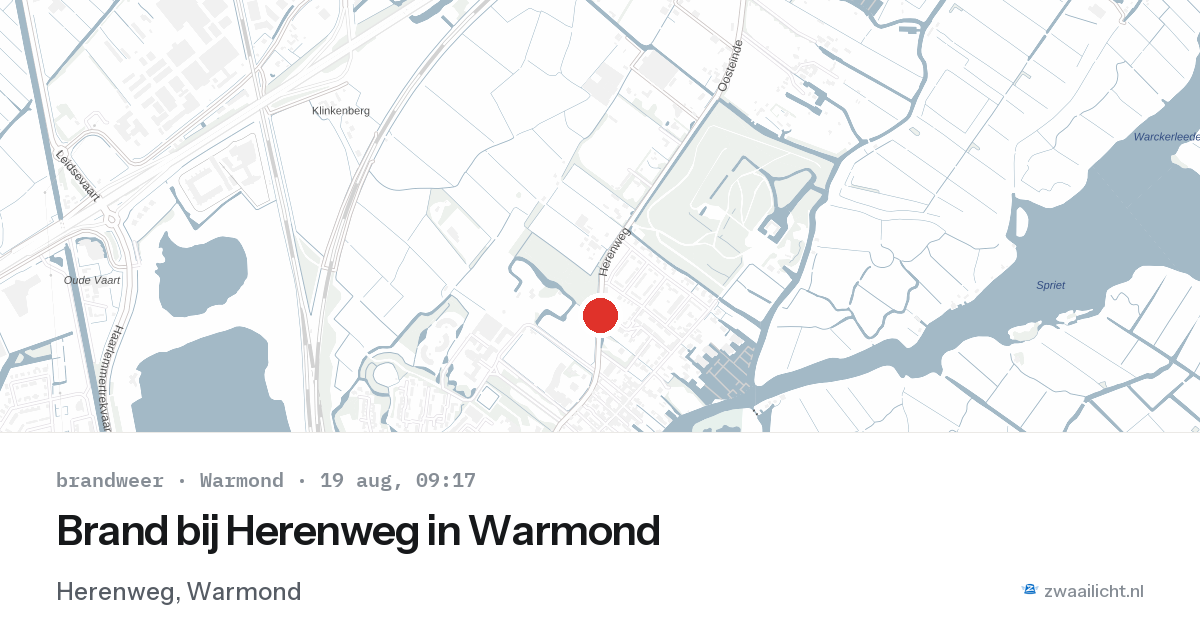 Brand bij Herenweg in Warmond — 19 aug 2026