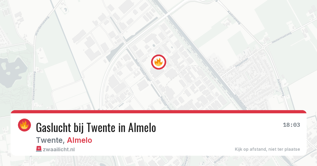Gaslucht bij Twente in Almelo — 18 jun 2026