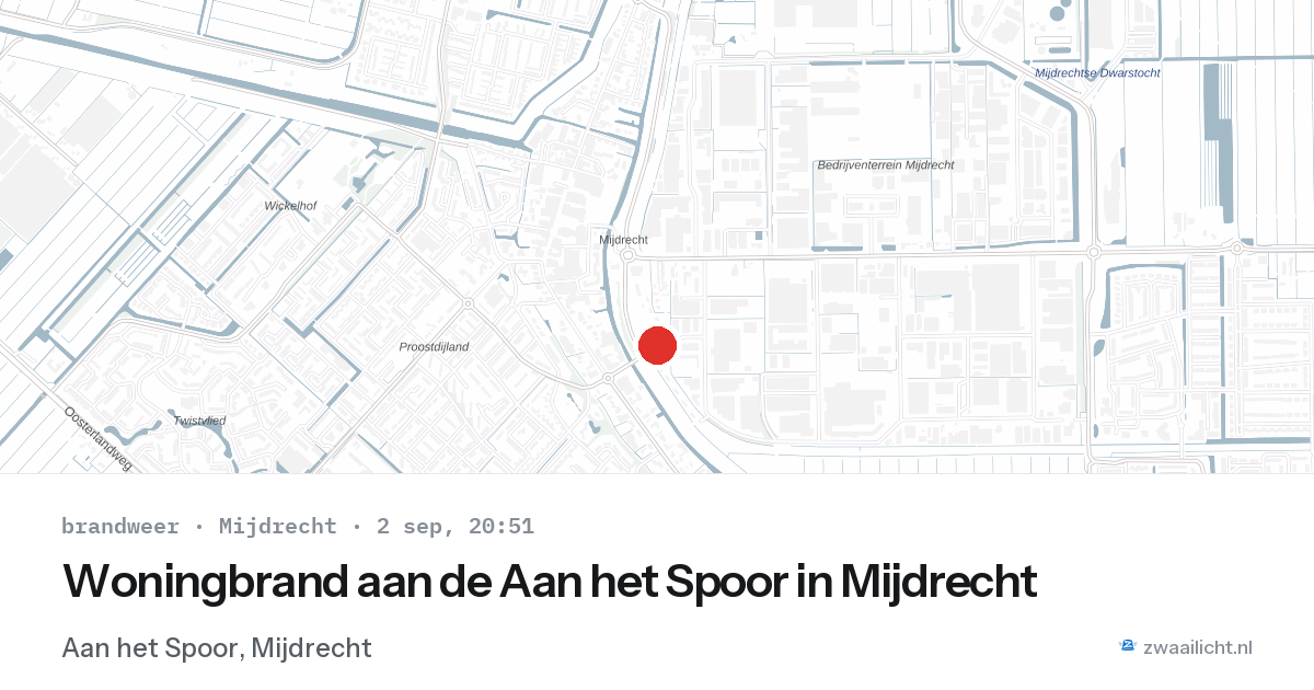 Woningbrand aan de Aan het Spoor in Mijdrecht — 2 sep 2026