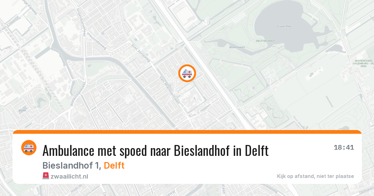 Ambulance met spoed naar Bieslandhof in Delft — 20 jun 2026