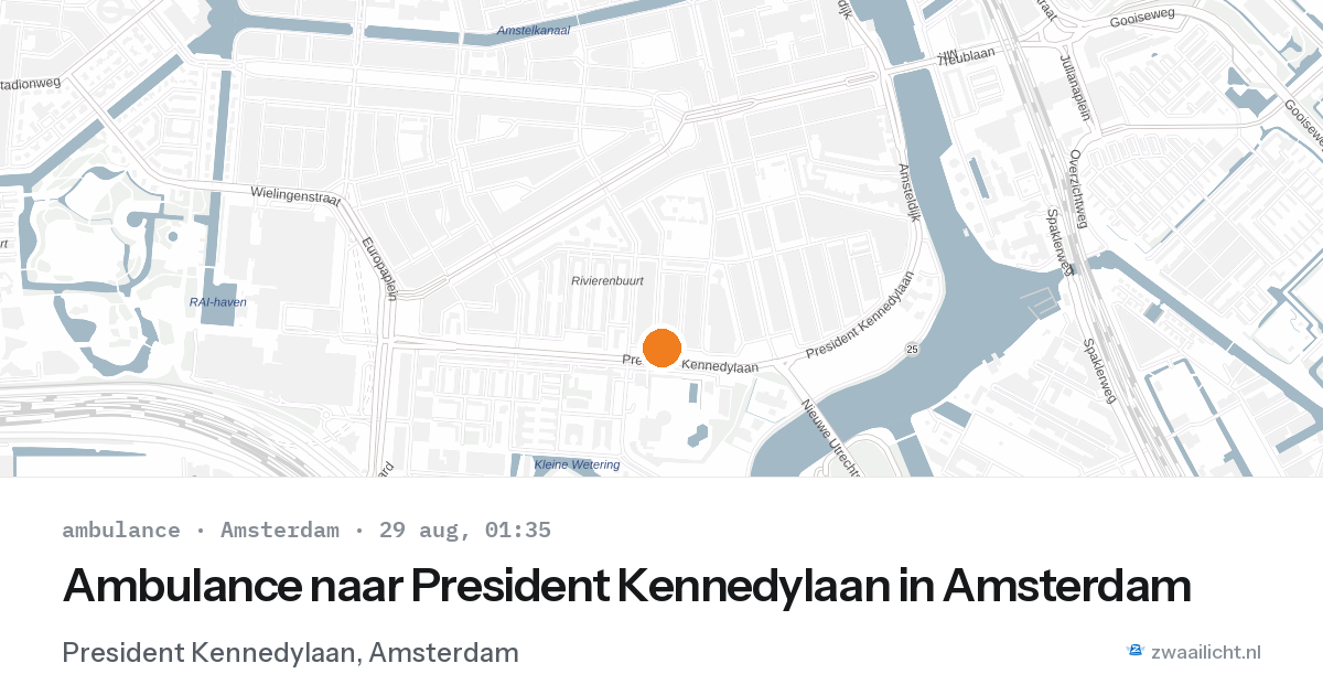 Ambulance naar President Kennedylaan in Amsterdam — 28 aug 2026