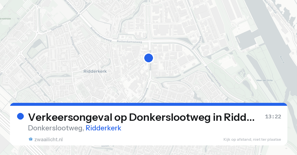 Verkeersongeval op Donkerslootweg in Ridderkerk — 15 aug 2026