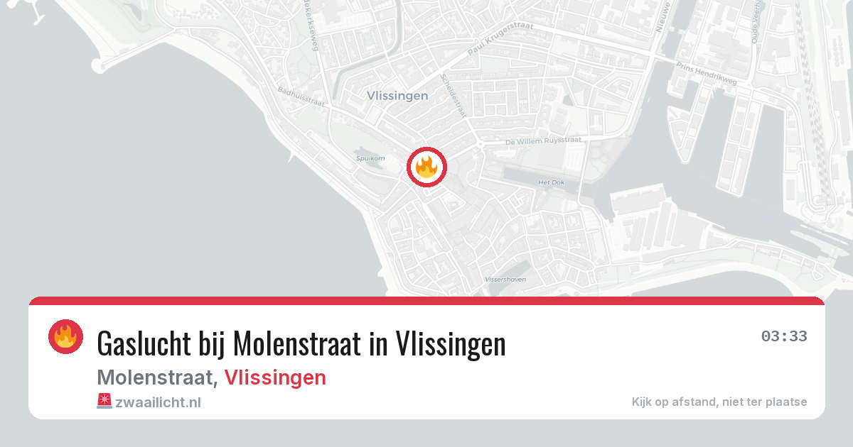 Gaslucht bij Molenstraat in Vlissingen — 15 mrt 2026