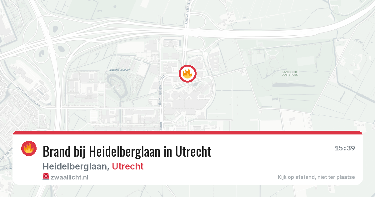 Brand bij Heidelberglaan in Utrecht — 25 jun 2026