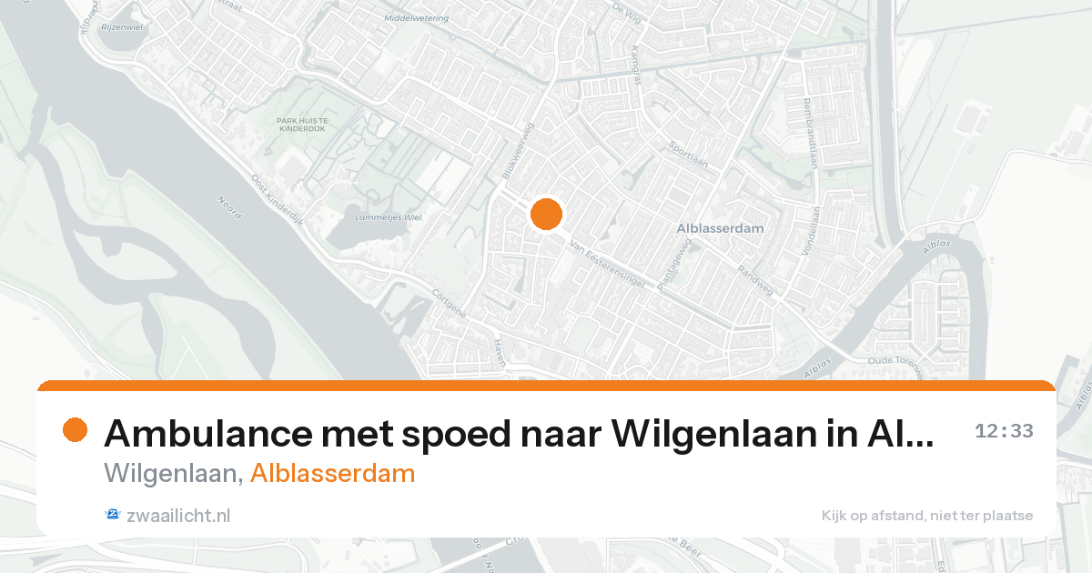 Ambulance met spoed naar Wilgenlaan in Alblasserdam — 25 aug 2026