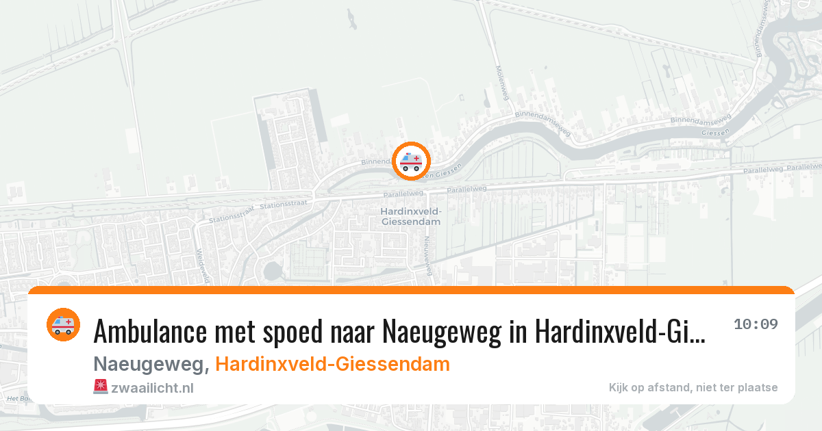 Ambulance met spoed naar Naeugeweg in Hardinxveld-Giessendam — 6 jun 2026