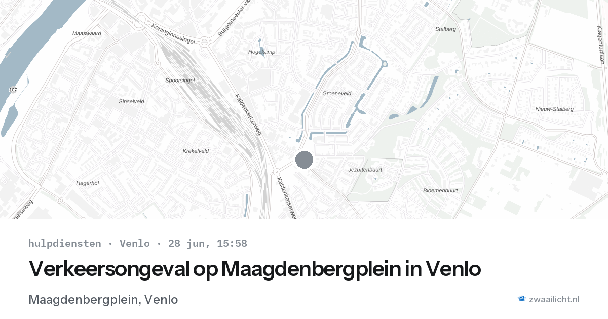 Verkeersongeval op Maagdenbergplein in Venlo — 28 jun 2026
