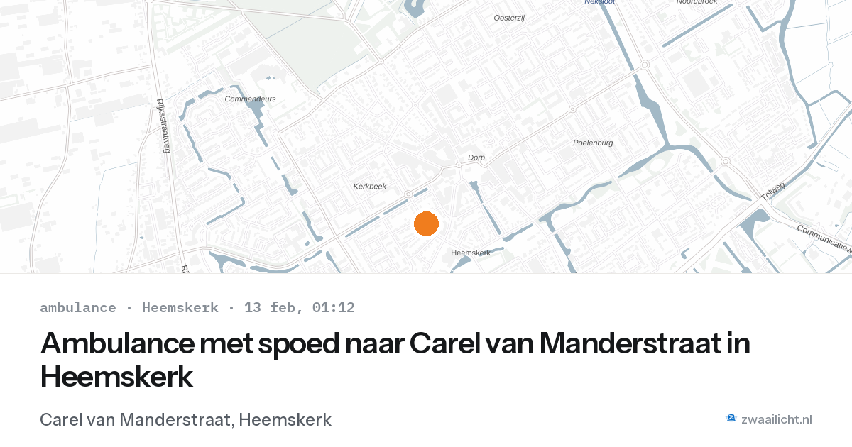 Ambulance met spoed naar Carel van Manderstraat in Heemskerk — 13 feb 2026