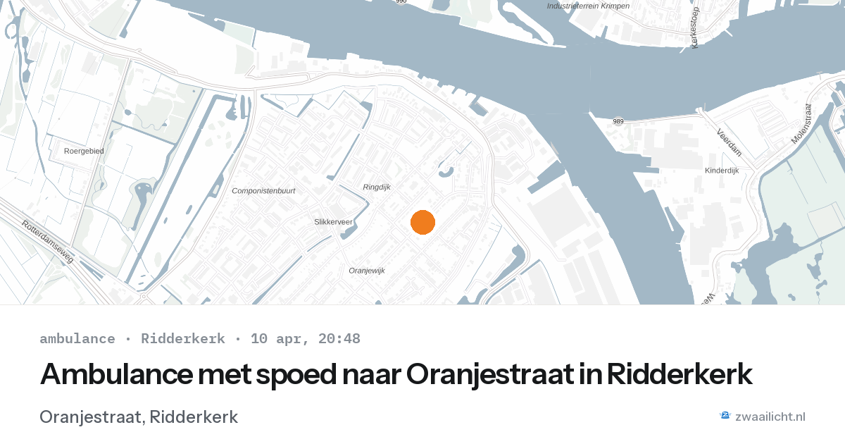 Ambulance met spoed naar Oranjestraat in Ridderkerk — 10 apr 2026