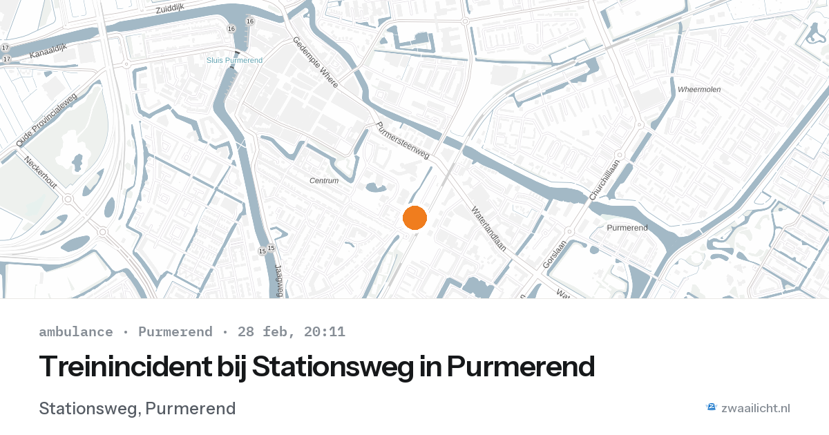 Treinincident bij Stationsweg in Purmerend — 28 feb 2026