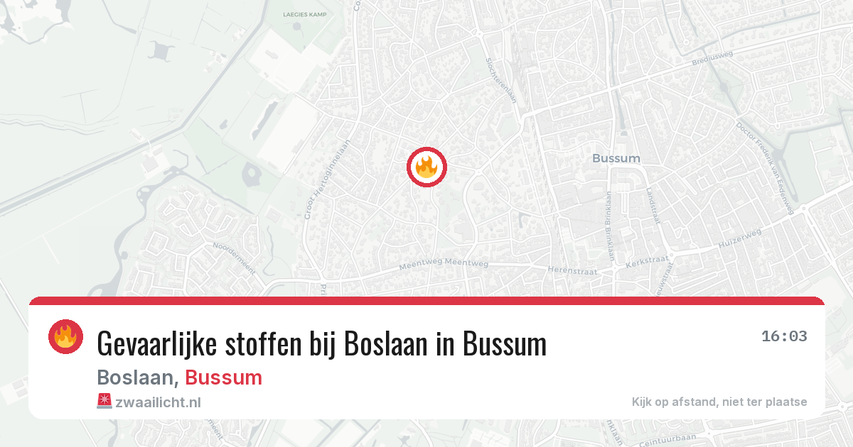Gevaarlijke stoffen bij Boslaan in Bussum — 6 jul 2026